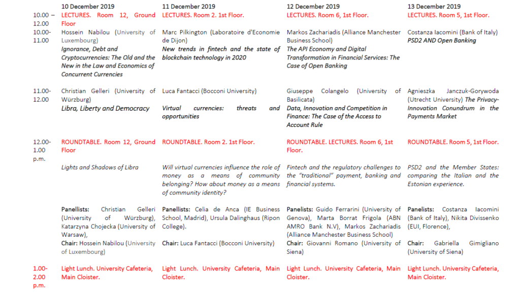 Timetable 2019 EUMOL Winter School Workshop