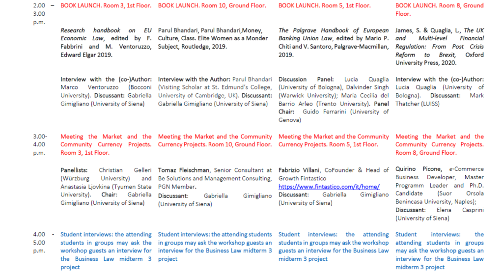 Timetable 2019 EUMOL Winter School Workshop